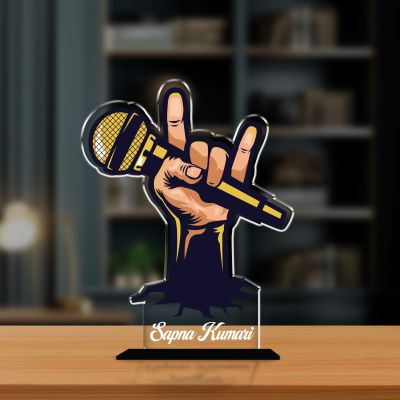 Personalized Microphone Music Award Trophy Custom with Name | Gift for Singers, Vocalists, and Musicians Rock Star Music Award Acrylic Trophy